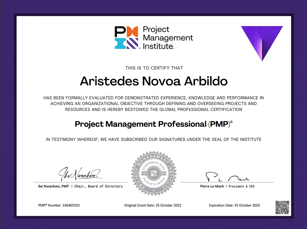 Certificado PMP Arístides