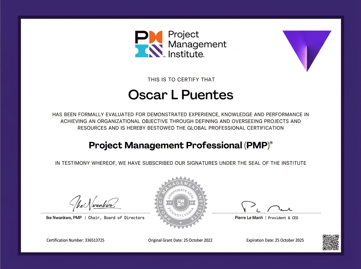 Certificado PMP Oscar