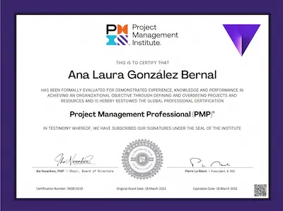 Certificado PMP de Ana Laura