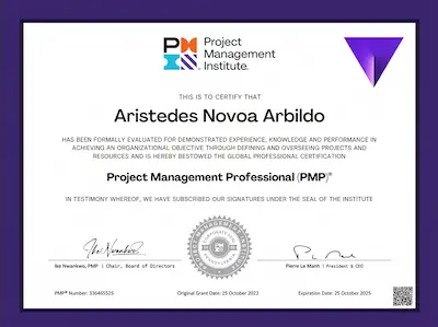Certificado PMP de Arístides