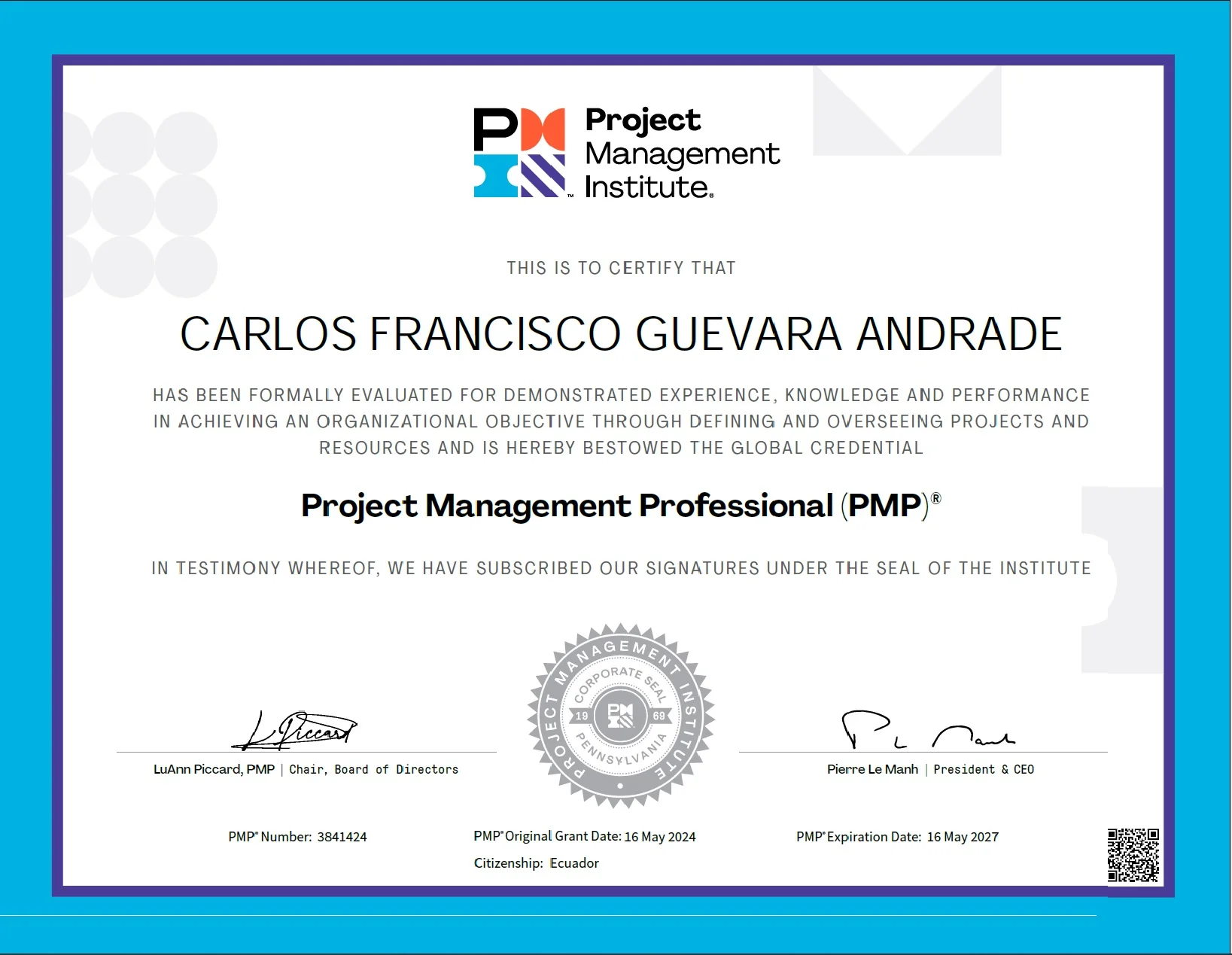 Certificación PMP de Carlos