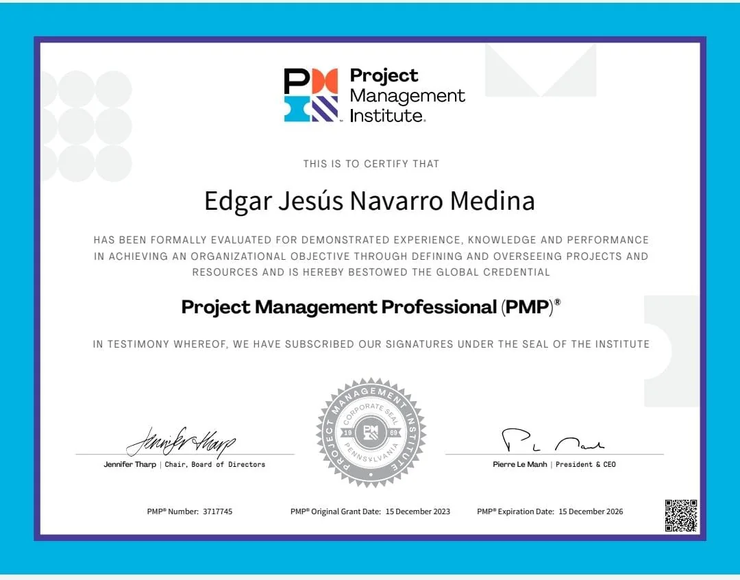 Certificación PMP de Edgar