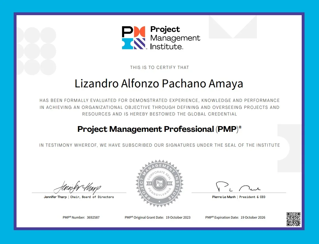 Certificación PMP de Lizandro