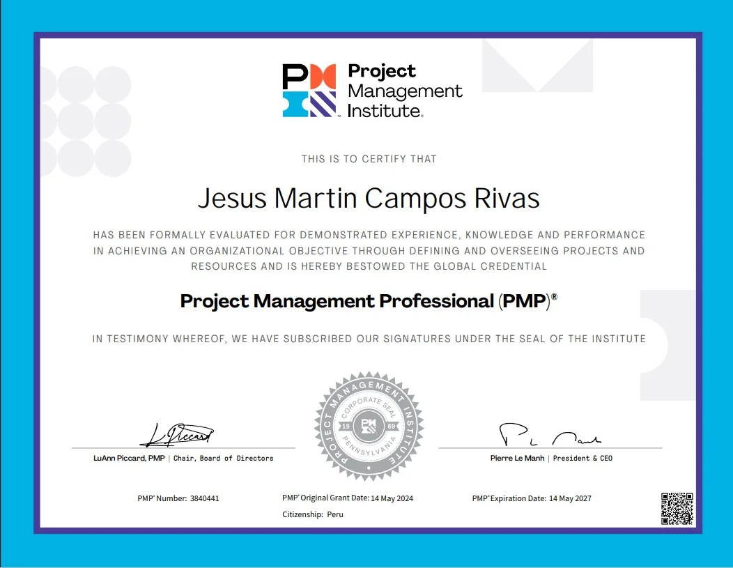 Certificación PMP de Martín