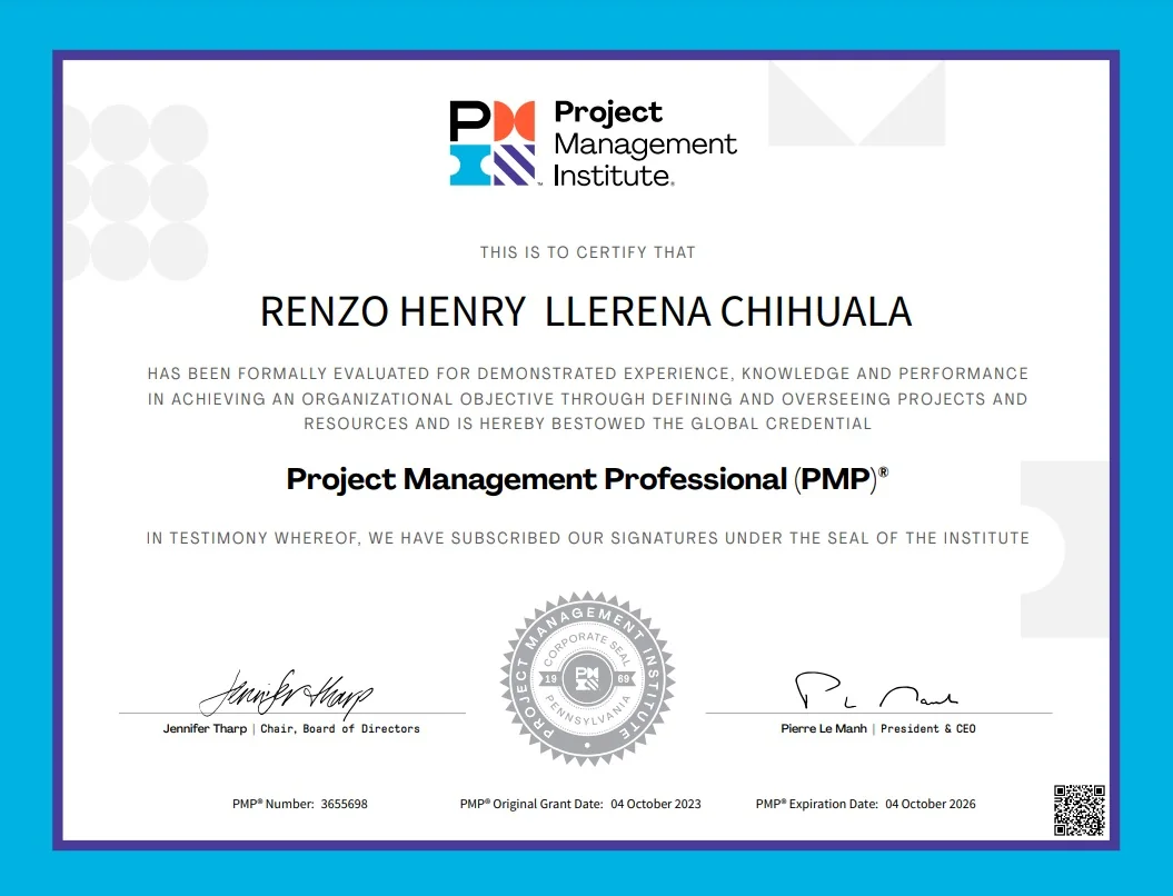 Certificación PMP de Renzo